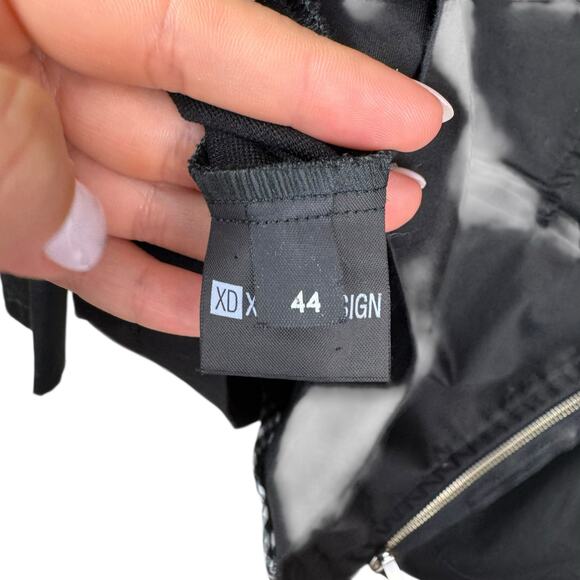 XD Xenia Design Black Poplin Cotton Asymmetrical Zip Moto Jacket - Picture 10 of 12